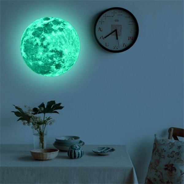 Creative 3D Large Moon Glow In The Dark Fluorescent Wall Sticker Decal