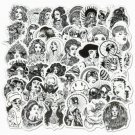 50Pcs Black And White Sexy Tattoo Girl Stickers Pack Women Skateboard Laptop Car