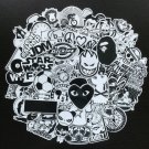 50Pcs Black White Vinyl Skateboard Stickers Bomb Luggage Laptop Car Decals Pack