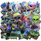 80Pcs Laser Stickers Bomb Tide Brand Alien Skateboard Decals Dope Pack Cool