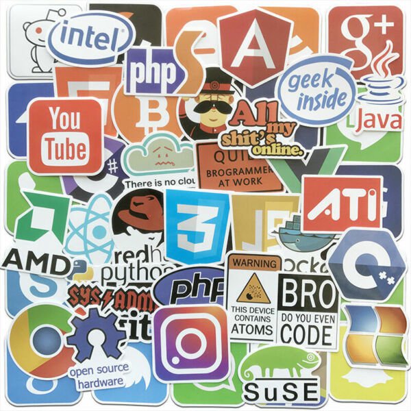 50X Developer Programming Sticker Java Php Linux Bitcoin Ubuntu Geek For Laptop