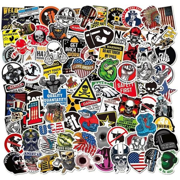 100 Pack Hard Hat Funny Stickers Construction Electrician Helmet Tool Box Decals