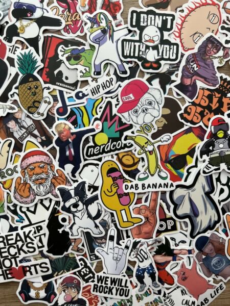 100Pcs Random Hip Hop Dab Skateboard Themed Waterproof Stickers Pack