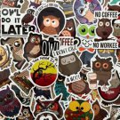50Pcs Cute Owl Funny Coffee Birds Themed Waterproof Stickers Pack