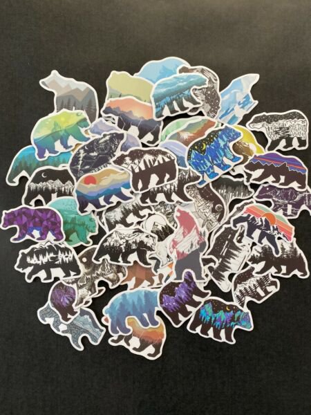 50Pcs Bears Forests Trees Nature Themed Waterproof Sticker Pack