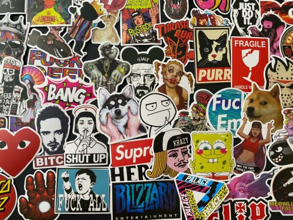100Pcs Random Sticker Pack Stickers Decals Vinyl For Laptop Skateboard Luggage