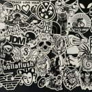 60Pcs Black And White Random Themed Stickers Pack Jdm Car Motorcycle Skateboard
