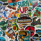 50Pcs Cartoon Surfing Themed Waterproof Sticker Pack Surfboard Skateboard Decals
