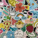 50Pcs Cute Kids Random Fun Themed Waterproof Sticker Pack Pizza Flowers Decals