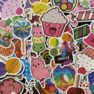 50Pcs Cute Kids Candy Fun Themed Waterproof Sticker Pack Cupcake Suckers Decals