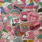 50Pcs Cute Pink Random Kids Themed Waterproof Stickers Pack