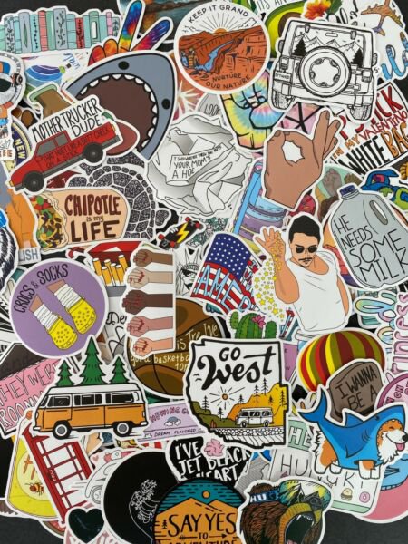 100Pcs Random Funny Cartoon Themed Waterproof Stickers Pack Vinyl Decal