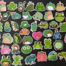 50Pcs Cute Green Frog Kids Themed Waterproof Sticker Pack Pink Hearts Decals
