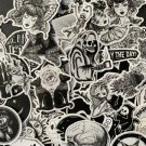 50Pcs Black And White Skulls Gothic Themed Waterproof Stickers Pack Vinyl Decal