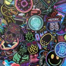 50Pcs Cool Random Neon Themed Waterproof Sticker Pack Rick Morty Spiderman
