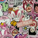 50Pcs Random Pink Cartoons Kids Themed Waterproof Stickers Pack Vinyl Decals Set