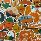 50Pcs Random Orange Kids Themed Waterproof Stickers Pack Skateboard Bus Van