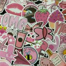 50Pcs Random Cute Pink Kids Themed Waterproof Stickers Pack Skateboard Bikes