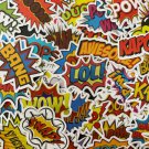 50Pcs Funny Cartoon Onomatopoeia Words Themed Waterproof Stickers Pack Vinyl Dec