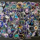 100Pcs Purple Rainbow Random Space Stars Themed Waterproof Stickers Pack Cats Al