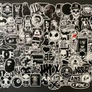100Pcs Black And White Random Variety Skateboard Themed Waterproof Stickers Pack