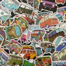 50Pcs Bus Vans Themed Waterproof Stickers Pack Old School Cars Decals