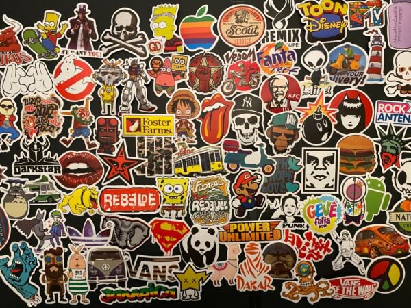 100Pcs Cool Old School Random Skateboard Logo Themed Waterproof Stickers Pack