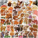 50Pcs Highland Cows Stickers For Skateboard Notebook Laptop Luggage Graffiti Diy