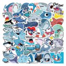 50Pcs Cartoon Shark Vinyl Stickers For Laptop Guitar Water Bottles Luggage Phone