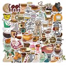 50Pcs Coffee Graffiti Vinyl Stickers For Laptop Phone Guitar Luggage Wall Decor