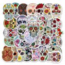 50Pcs Colorful Skull Stickers For Motorcycle Laptop Luggage Helmet Phone Bicycle