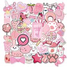 50Pcs Girls Pink Vinyl Stickers For Phone Laptop Luggage Guitar Water Bottle Cup