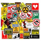 50Pcs Warning Sign Stickers Vinyl Decal For Skateboard Laptop Luggage Motorcycle