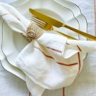 White Linen Napkins Cloth Dinner Napkins Set Of 4 Striped Napkins 18X18" Copper