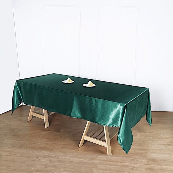 Hunter Green 60X102" Rectangle Satin Tablecloth Light Gray Party Linens