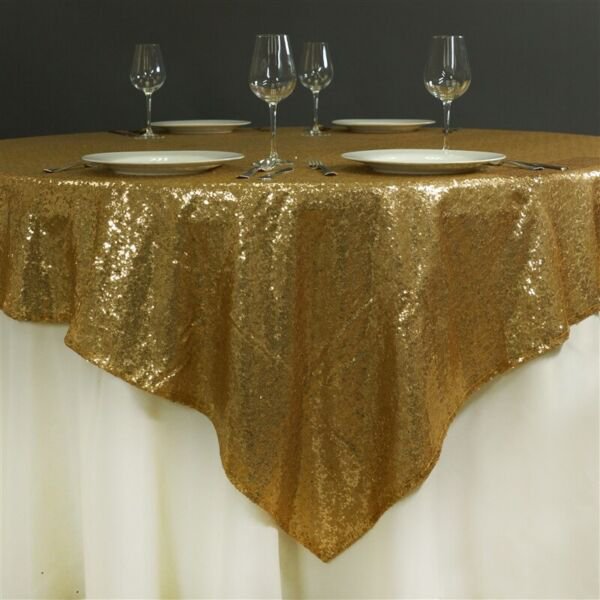 Gold Sequin 72X72" Table Overlay Sparkly Wedding Party Catering Event ...