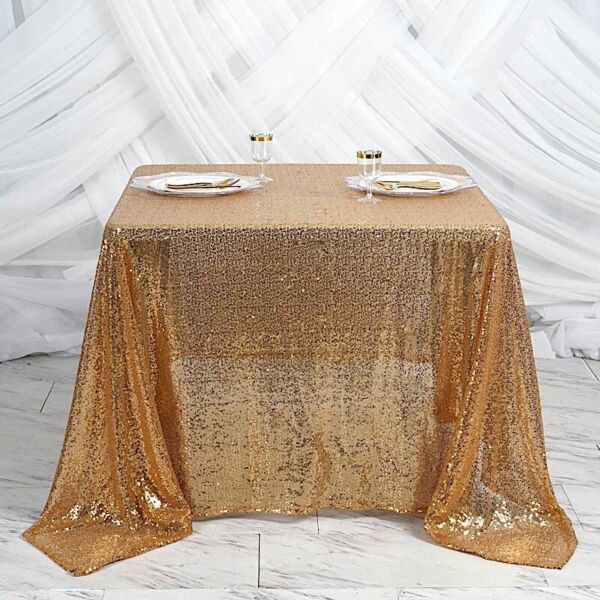 Gold Sequin 90X90" Table Overlay Sparkly Shiny Wedding Party Catering ...