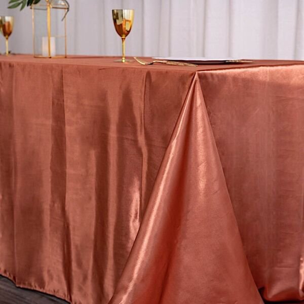 Terracotta 90X156" Rectangle Satin Tablecloth Wedding Party Banquet Linens