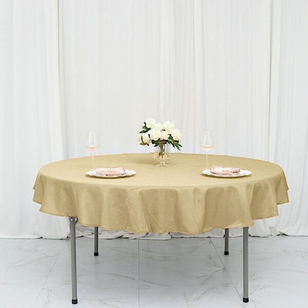 Champagne Round 70" Polyester Tablecloth Wedding Catering Kitchen Linens