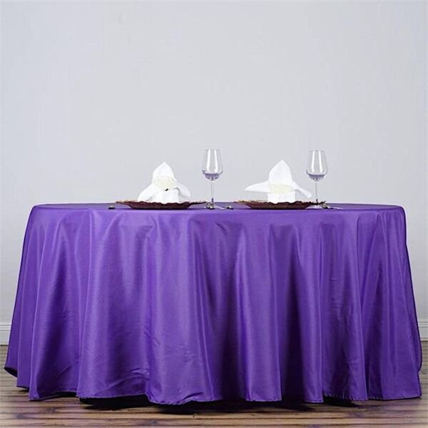Purple 132" Round Polyester Tablecloth Wedding Catering Supply