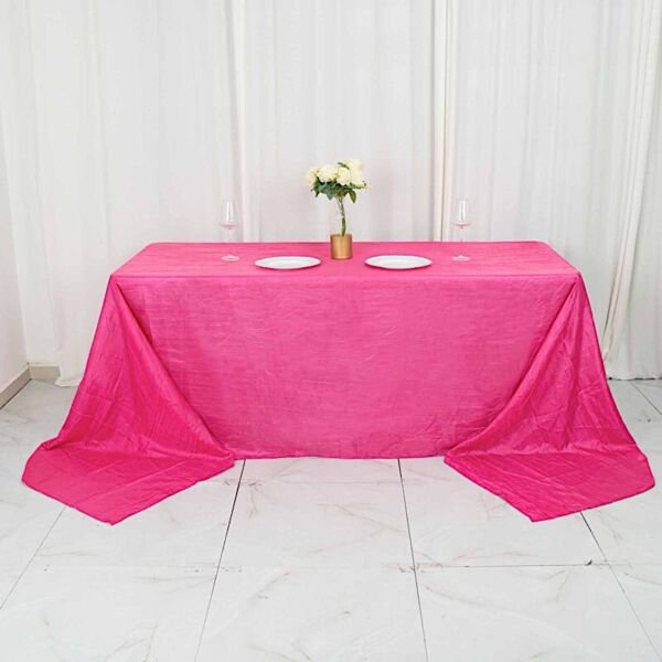 Fuchsia 90"X156" Accordion Crinkle Taffeta Rectangular Tablecloth Party ...