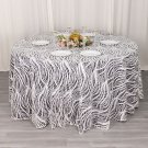 120" White Black Mesh Round Tablecloth Wavy Embroidered Sequins Party