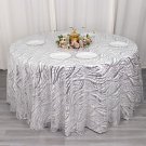 120" Silver Mesh Round Tablecloth Wavy Embroidered Sequins Party