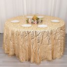 120" Champagne Mesh Round Tablecloth Wavy Embroidered Sequins Party