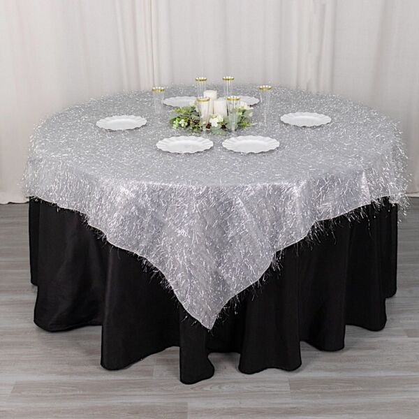 72"X72" Polyester Square Table Overlay Metallic Foil Tinsel Party Decorations