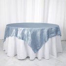 Dusty Blue 90" X 90" Metallic Crinkled Taffeta Table Overlay Wedding Supplies
