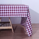 Burgundy White Buffalo Plaid 60X126" Rectangle Polyester Tablecloth Table Linens