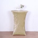 Beige Fitted Cocktail Table Cover Crushed Velvet Tablecloth Party Decorations