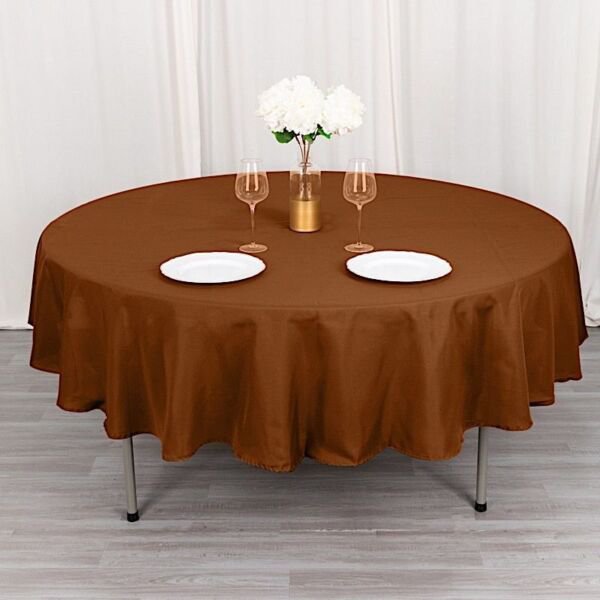 Cinnamon Brown 90" Round Polyester Tablecloth Wedding Party Tabletop Supplies