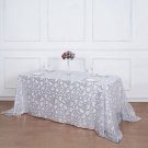 90X156" Silversheer Tulle Rectangular Tablecloth Embroidered Sequins Party